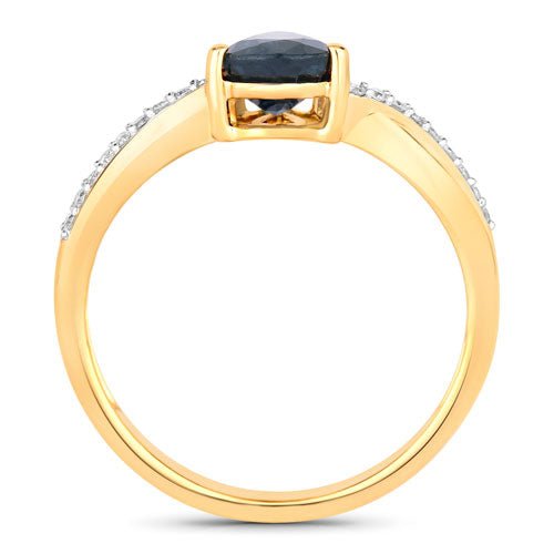 1.17 Carat Genuine Blue Sapphire and White Diamond 14K Yellow Gold Ring - Rings - Custom Crafting Alliance, LLC