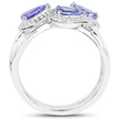 1.52 Carat Genuine Tanzanite and White Zircon .925 Sterling Silver Ring