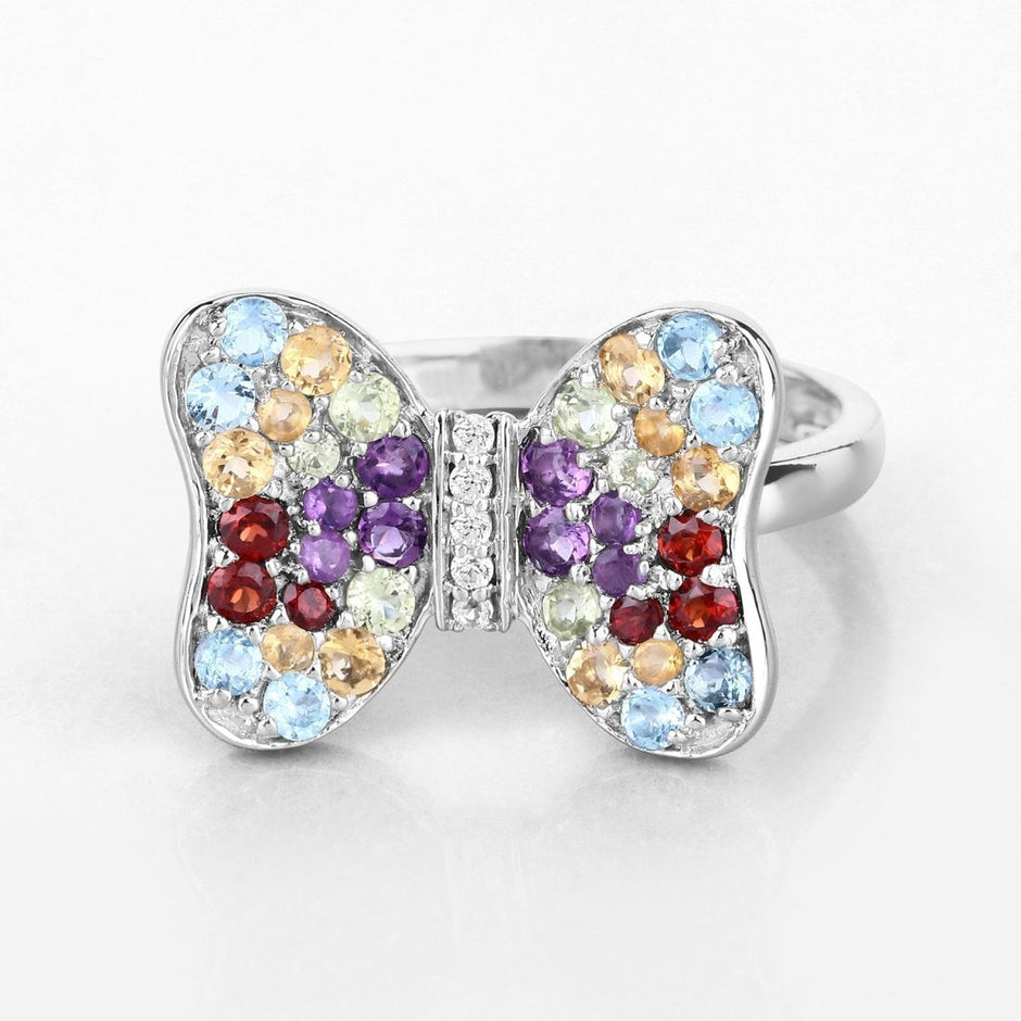 1.18 Carat Genuine Multi Stones .925 Sterling Silver Ring - Rings - Custom Crafting Alliance, LLC