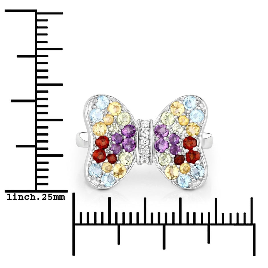 1.18 Carat Genuine Multi Stones .925 Sterling Silver Ring - Rings - Custom Crafting Alliance, LLC