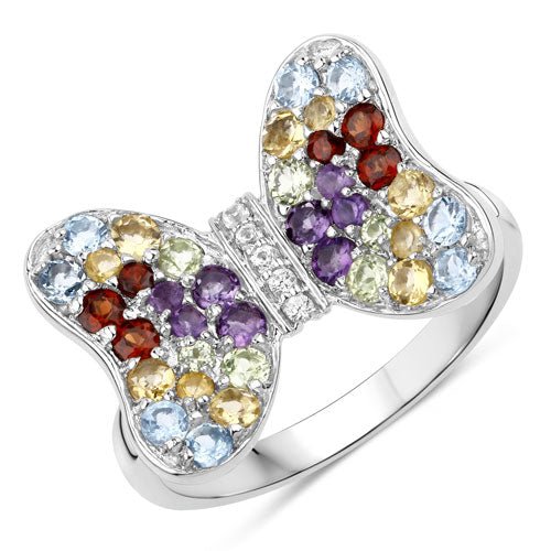 1.18 Carat Genuine Multi Stones .925 Sterling Silver Ring - Rings - Custom Crafting Alliance, LLC