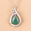 1.18 Carat Genuine Zambian Emerald and White Diamond 10K White Gold Pendant - Pendants - Custom Crafting Alliance, LLC