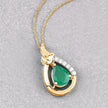 1.18 Carat Genuine Zambian Emerald and White Diamond 10K Yellow Gold Pendant - Pendants - Custom Crafting Alliance, LLC