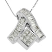 14K White Gold 1 7/8 cttw Princess and Baguette Cut Mixed Geometry Diamond Pendant Necklace (G-H, SI1-SI2)