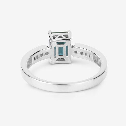 1.19 Carat Genuine Green Tourmaline and White Diamond 14K White Gold Ring - Rings - Custom Crafting Alliance, LLC