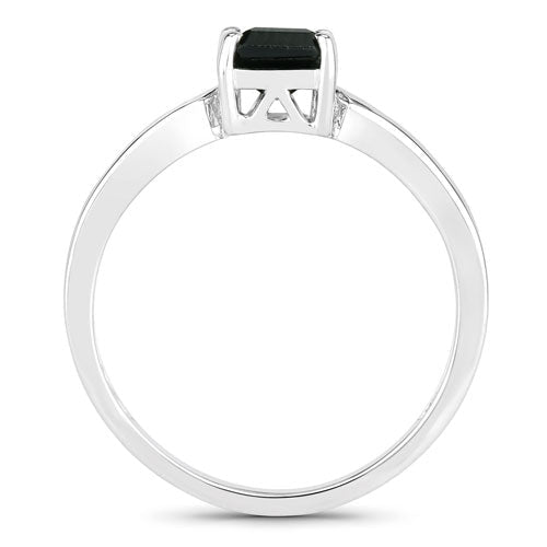 1.19 Carat Genuine Green Tourmaline and White Diamond 14K White Gold Ring - Rings - Custom Crafting Alliance, LLC