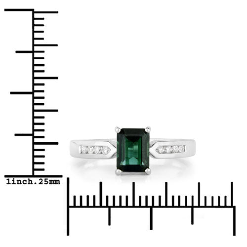 1.19 Carat Genuine Green Tourmaline and White Diamond 14K White Gold Ring - Rings - Custom Crafting Alliance, LLC
