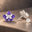925 Sterling Silver White Gold Plated Enamel Pavé CZ 1.0*1.2cm Earrings for Women