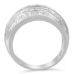 .925 Sterling Silver 1.0 Cttw Baguette-Cut Diamond 6-Row Channel Set Domed Tapered Cocktail Fashion Ring (H-I Color, I2-I3 Clarity) - Size 6-1/2