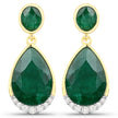 6.10 Carat Dyed Emerald and White Diamond .925 Sterling Silver Earrings