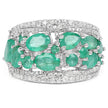 3.27 Carat Genuine Emerald and White Zircon .925 Sterling Silver Ring