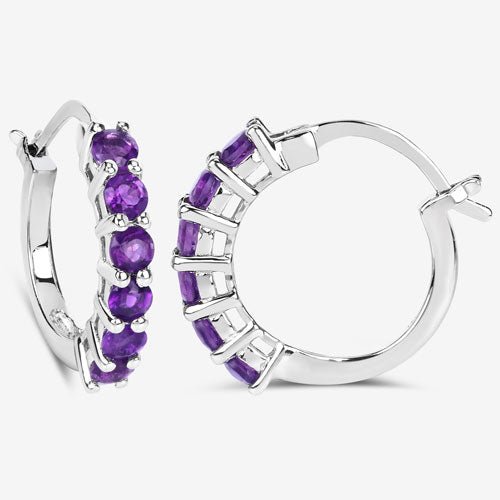 1.20 Carat Genuine Amethyst .925 Sterling Silver Earrings - Earrings - Custom Crafting Alliance, LLC