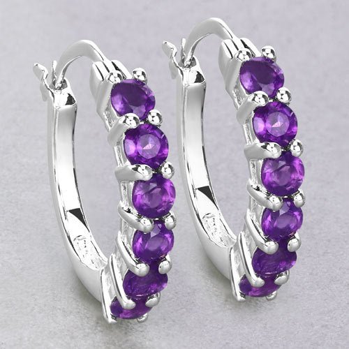 1.20 Carat Genuine Amethyst .925 Sterling Silver Earrings - Earrings - Custom Crafting Alliance, LLC