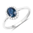 1.20 Carat Genuine Blue Sapphire and White Diamond 14K White Gold Ring - Rings - Custom Crafting Alliance, LLC