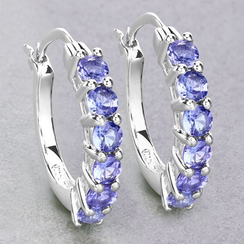 1.20 Carat Genuine Tanzanite .925 Sterling Silver Earrings - Earrings - Custom Crafting Alliance, LLC