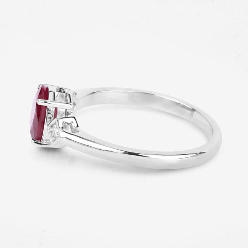 1.22 Carat Genuine Ruby and White Diamond 14K White Gold Ring - Rings - Custom Crafting Alliance, LLC