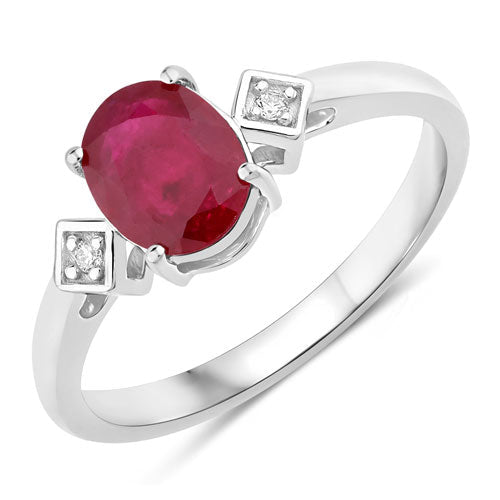1.22 Carat Genuine Ruby and White Diamond 14K White Gold Ring - Rings - Custom Crafting Alliance, LLC
