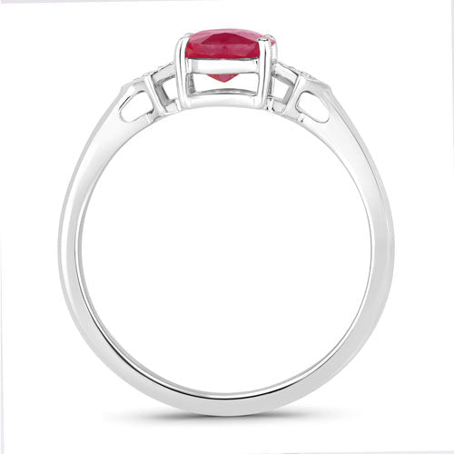 1.22 Carat Genuine Ruby and White Diamond 14K White Gold Ring - Rings - Custom Crafting Alliance, LLC