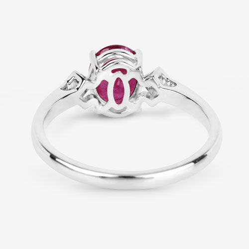 1.22 Carat Genuine Ruby and White Diamond 14K White Gold Ring - Rings - Custom Crafting Alliance, LLC