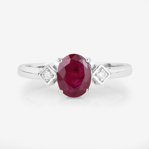 1.22 Carat Genuine Ruby and White Diamond 14K White Gold Ring - Rings - Custom Crafting Alliance, LLC