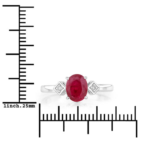 1.22 Carat Genuine Ruby and White Diamond 14K White Gold Ring - Rings - Custom Crafting Alliance, LLC