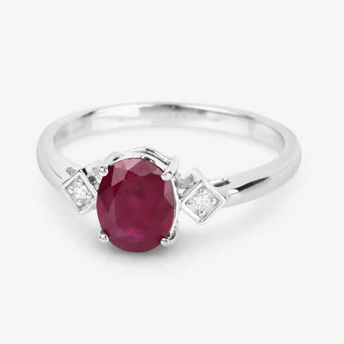 1.22 Carat Genuine Ruby and White Diamond 14K White Gold Ring - Rings - Custom Crafting Alliance, LLC