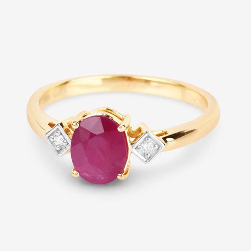 1.22 Carat Genuine Ruby and White Diamond 14K Yellow Gold Ring - Rings - Custom Crafting Alliance, LLC