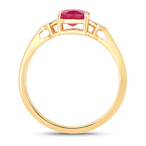 1.22 Carat Genuine Ruby and White Diamond 14K Yellow Gold Ring - Rings - Custom Crafting Alliance, LLC