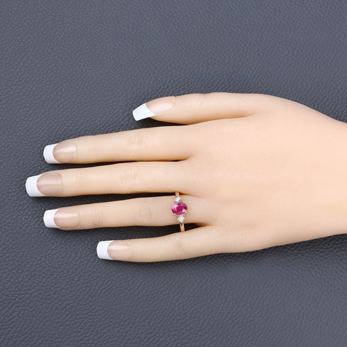 1.22 Carat Genuine Ruby and White Diamond 14K Yellow Gold Ring - Rings - Custom Crafting Alliance, LLC