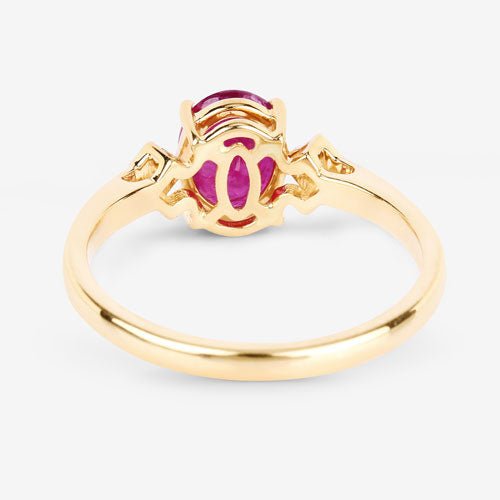 1.22 Carat Genuine Ruby and White Diamond 14K Yellow Gold Ring - Rings - Custom Crafting Alliance, LLC