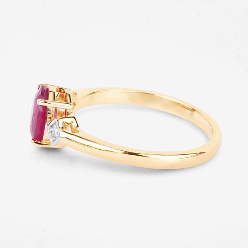 1.22 Carat Genuine Ruby and White Diamond 14K Yellow Gold Ring - Rings - Custom Crafting Alliance, LLC