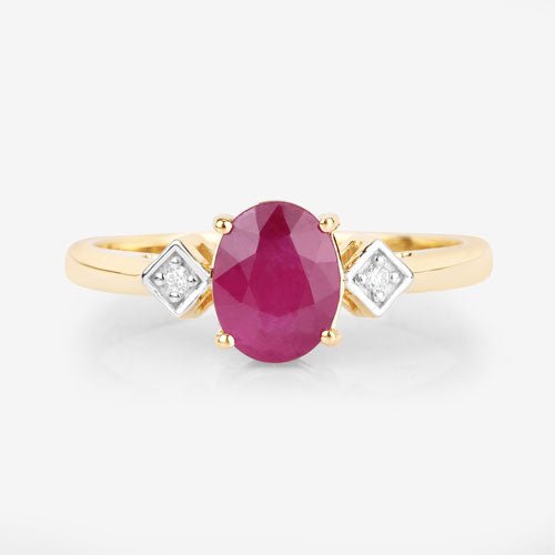 1.22 Carat Genuine Ruby and White Diamond 14K Yellow Gold Ring - Rings - Custom Crafting Alliance, LLC