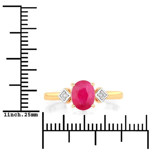 1.22 Carat Genuine Ruby and White Diamond 14K Yellow Gold Ring - Rings - Custom Crafting Alliance, LLC