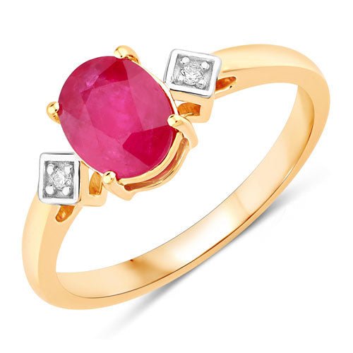 1.22 Carat Genuine Ruby and White Diamond 14K Yellow Gold Ring - Rings - Custom Crafting Alliance, LLC