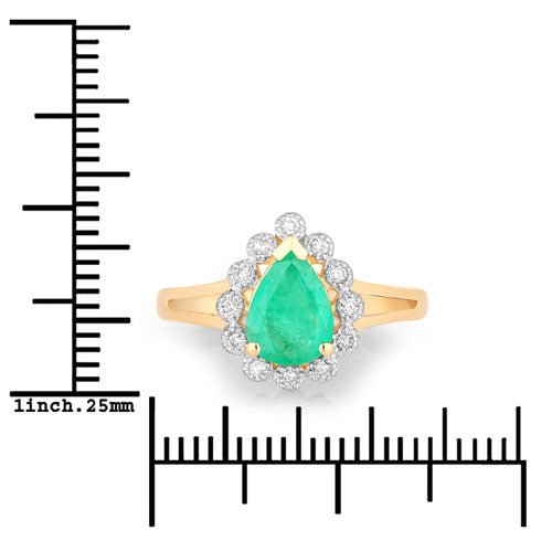 1.22 Carat Genuine Zambian Emerald and White Diamond 10K Yellow Gold Ring - Rings - Custom Crafting Alliance, LLC
