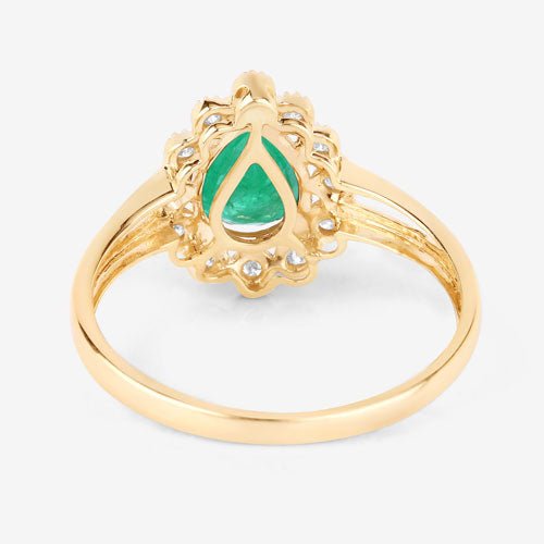 1.22 Carat Genuine Zambian Emerald and White Diamond 10K Yellow Gold Ring - Rings - Custom Crafting Alliance, LLC