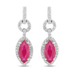 1.23 Carat Genuine Ruby and White Diamond 14K White Gold Earrings - Earrings - Custom Crafting Alliance, LLC