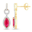 1.23 Carat Genuine Ruby and White Diamond 14K Yellow Gold Earrings - Earrings - Custom Crafting Alliance, LLC