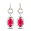 1.23 Carat Genuine Ruby and White Diamond 14K Yellow Gold Earrings - Earrings - Custom Crafting Alliance, LLC