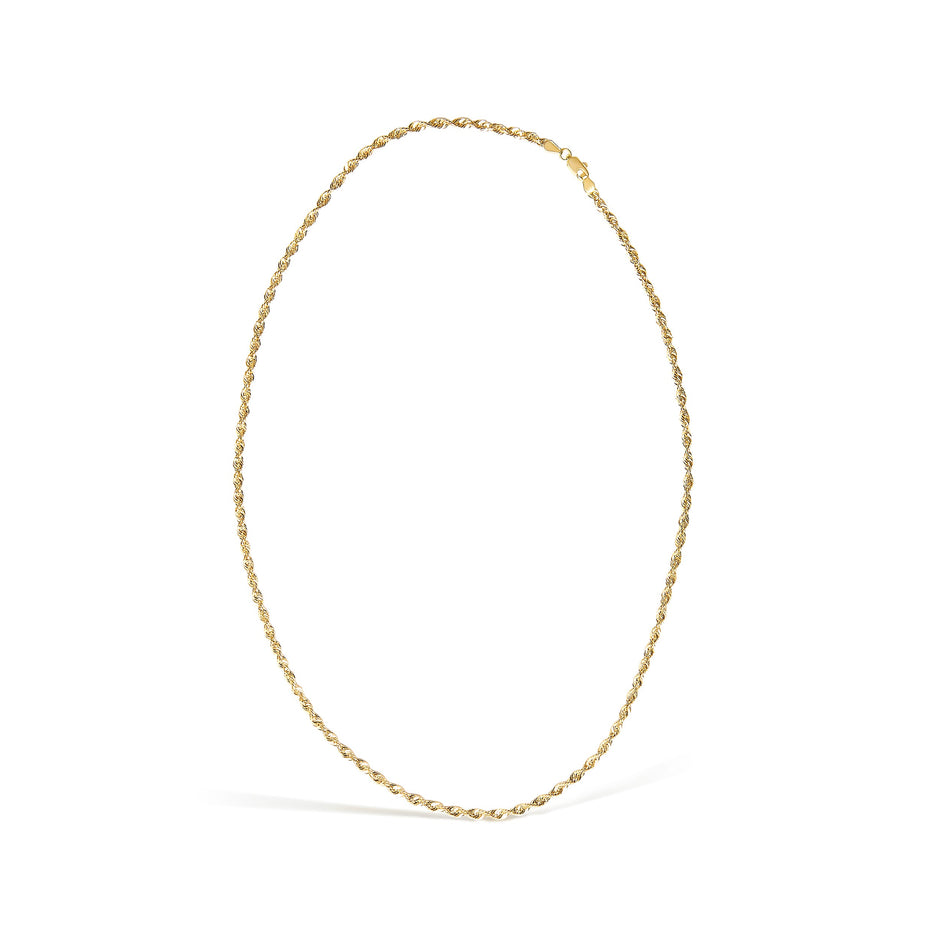 Men's Solid 10K Yellow Gold 3.2mm Light Rope Chain Necklace