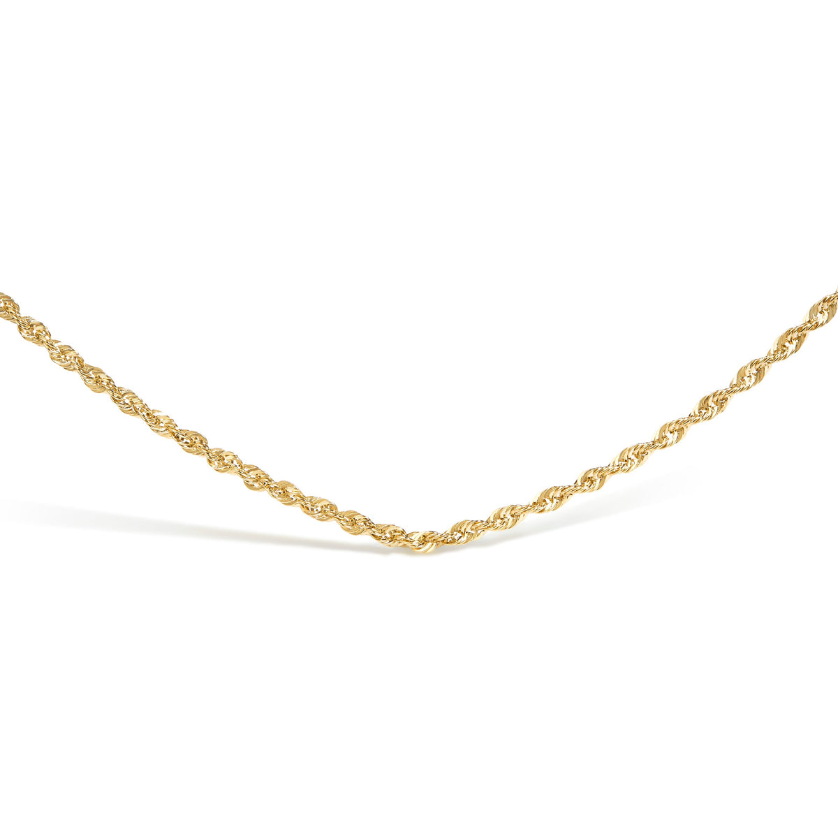 Men's Solid 10K Yellow Gold 3.2mm Light Rope Chain Necklace