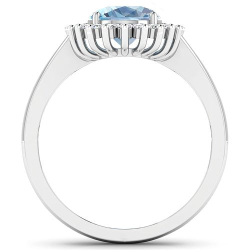 1.24 Carat Genuine Aquamarine and White Diamond 14K White Gold Ring - Rings - Custom Crafting Alliance, LLC