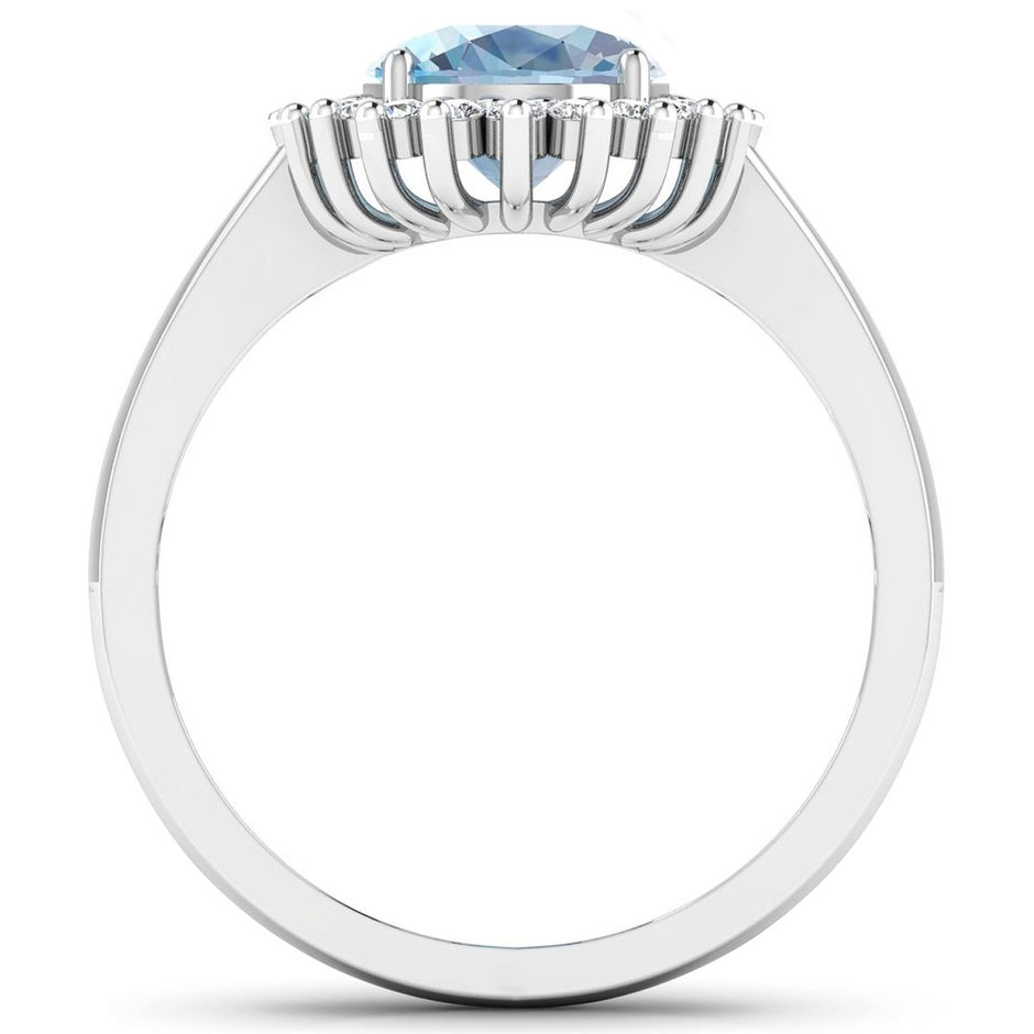 1.24 Carat Genuine Aquamarine and White Diamond 14K White Gold Ring - Rings - Custom Crafting Alliance, LLC