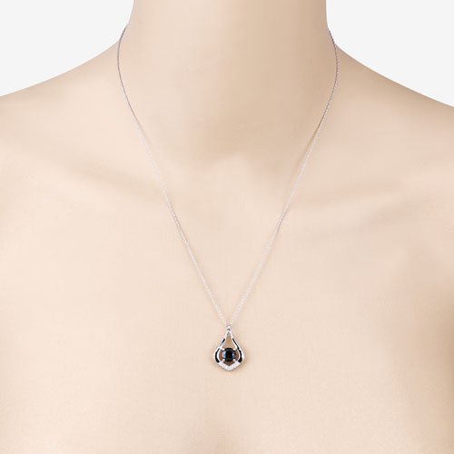 1.24 Carat Genuine Blue Sapphire and White Diamond 10K White Gold Pendant - Pendants - Custom Crafting Alliance, LLC