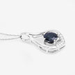 1.24 Carat Genuine Blue Sapphire and White Diamond 10K White Gold Pendant - Pendants - Custom Crafting Alliance, LLC