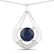 1.24 Carat Genuine Blue Sapphire and White Diamond 10K White Gold Pendant - Pendants - Custom Crafting Alliance, LLC