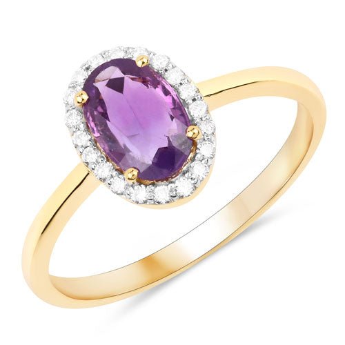 1.24 Carat Genuine Purple Pink Sapphire and White Diamond 14K Yellow Gold Ring - Rings - Custom Crafting Alliance, LLC
