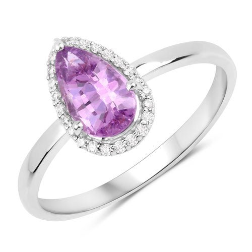 1.25 Carat Genuine Pink Sapphire and White Diamond 14K White Gold Ring - Rings - Custom Crafting Alliance, LLC