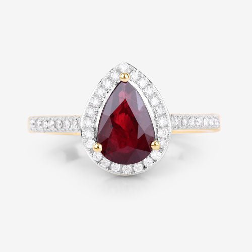 1.25 Carat Genuine Ruby and White Diamond 14K Yellow Gold Ring - Rings - Custom Crafting Alliance, LLC
