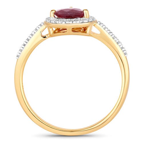 1.25 Carat Genuine Ruby and White Diamond 14K Yellow Gold Ring - Rings - Custom Crafting Alliance, LLC